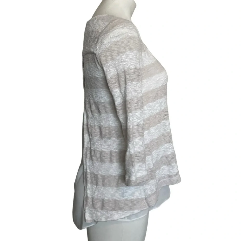 White House Black Market Knit Top Women’s XS | Taupe, White